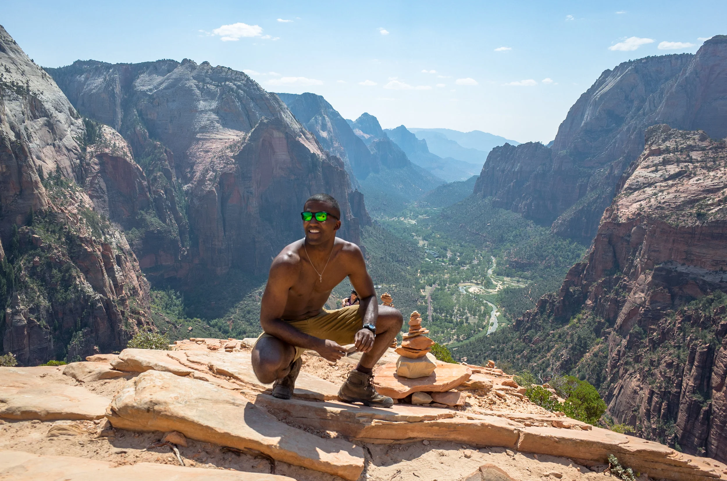 Bryce Mitchell catching some sun at the top of Angel's Landing.