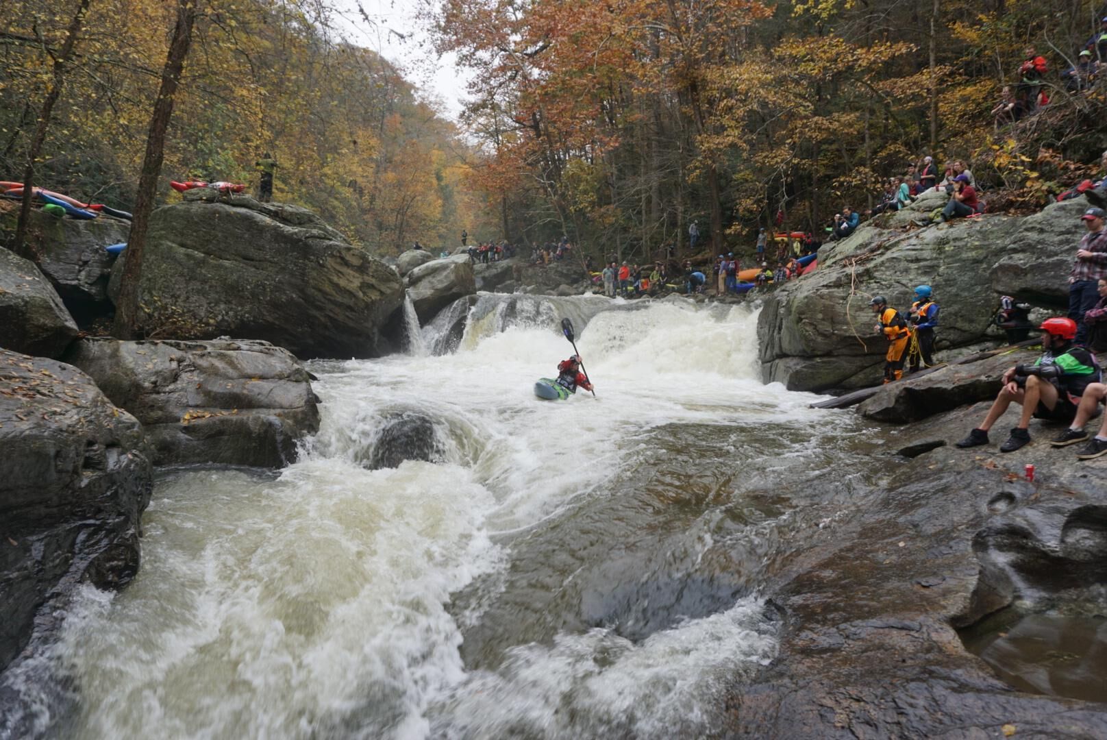 A paddler enters the notch. Photo courtesy of Adam Edwards