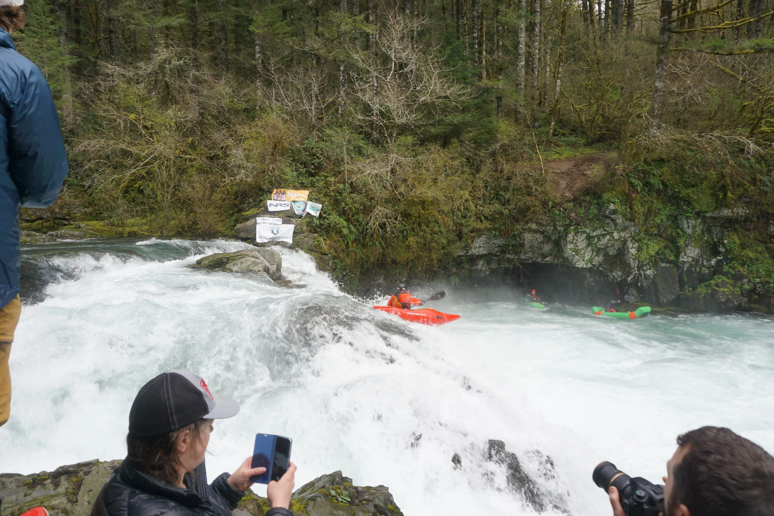 A paddler runs the center "auto-boof" line on Sunset Falls -Photo Adam Edwards