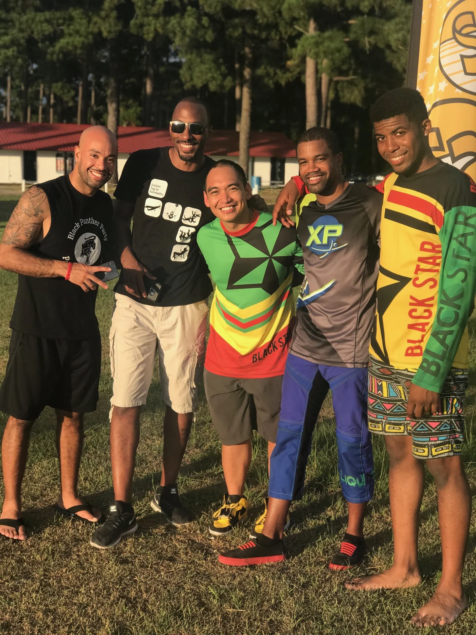 Nick (2nd from right) poses for a photo along with Team Blackstar skydivers at a recent meet-up in North Carolina. Photo credit: Danielle Williams