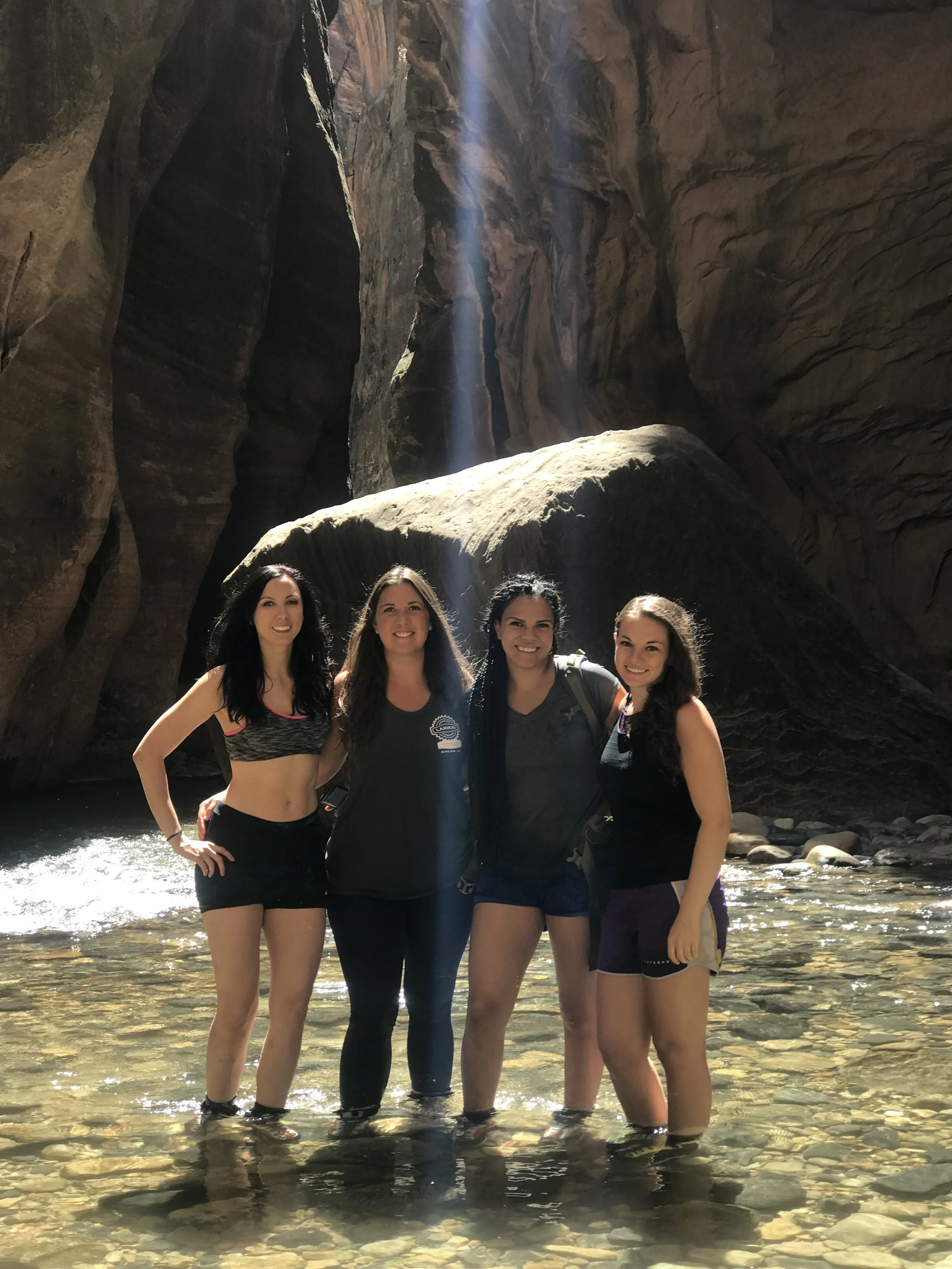 The Narrows, Zion National Park. Left to Right: Amber, Laura, Nadia, Melissa