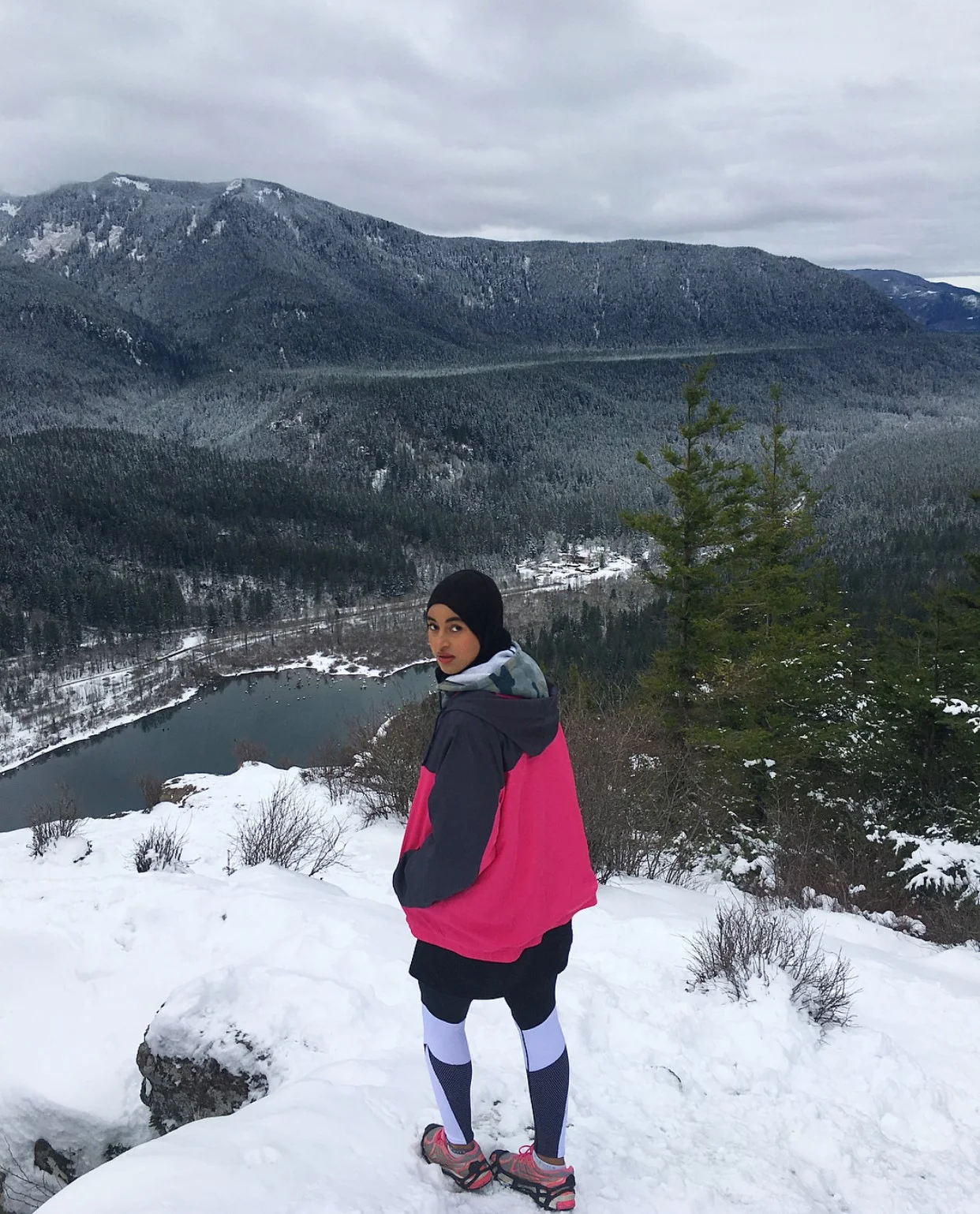 Hamziye takes in the view a top Rattlesnake Ridge in North Bend, Washington. Photo courtesy of Hamziye Aman.