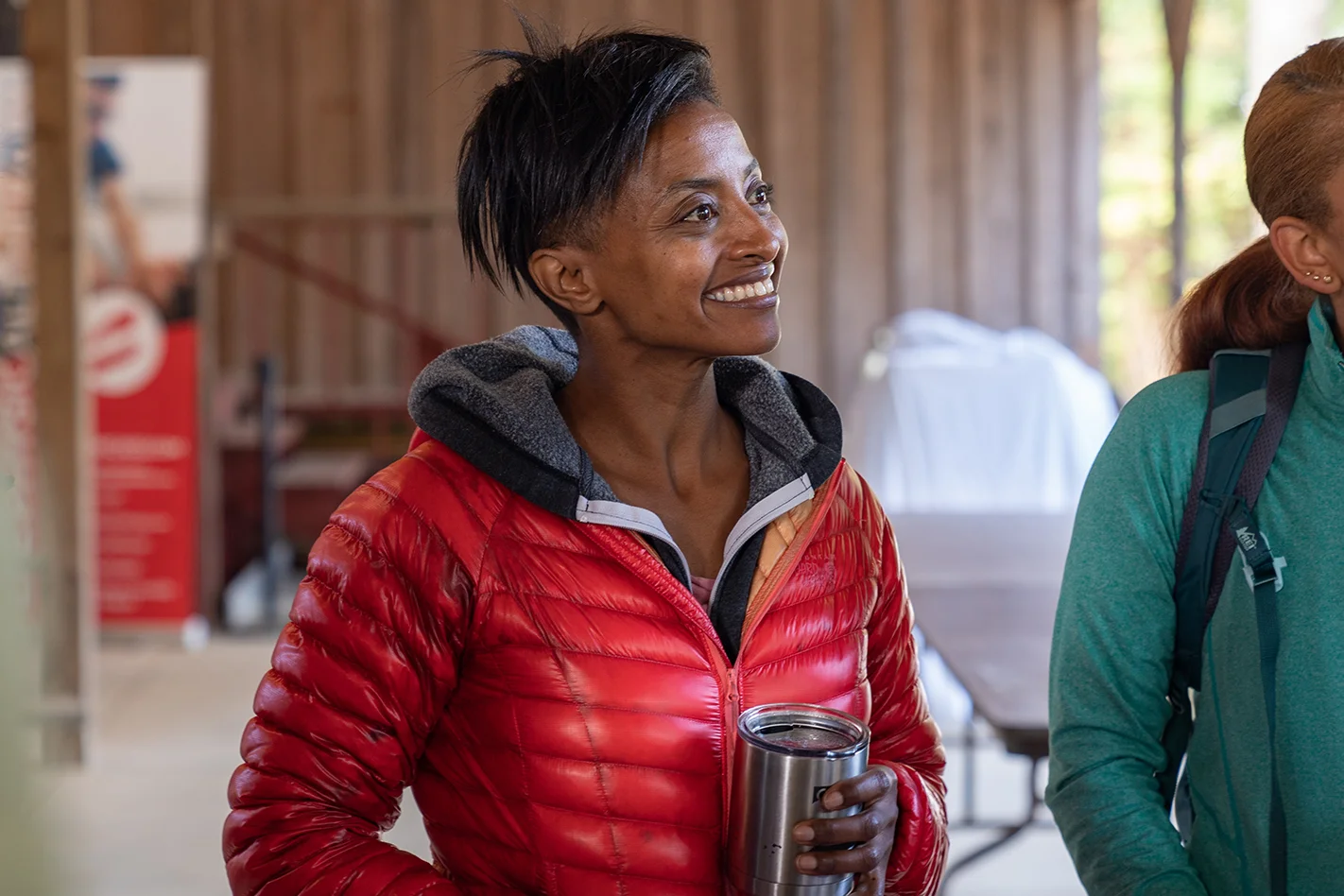 Yet another great climbing coach, Abby Dione, owner of Coral Cliffs Climbing Gym, starts the clinic off with smiles. Photo: Michael A. Estrada.