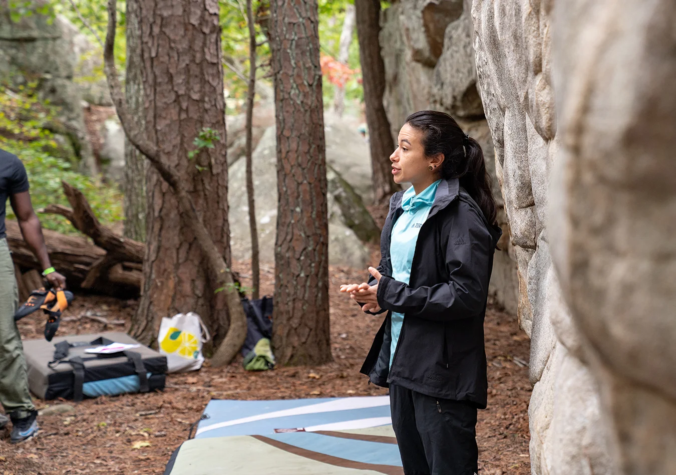 Professional climber Nina Williams talks warming up practices. Photo: Michael A. Estrada