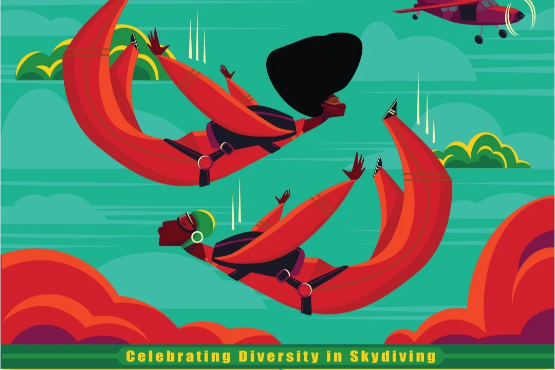 Do black people skydive? Of course they do—and you should too! Visit Team Blackstar Skydivers to learn more. Photo courtesy of T eam Blackstar Skydivers