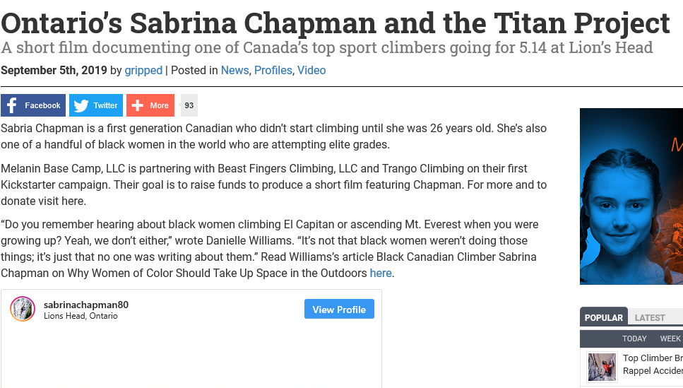 Gripped Magazine article Sabrina Chapman.png
