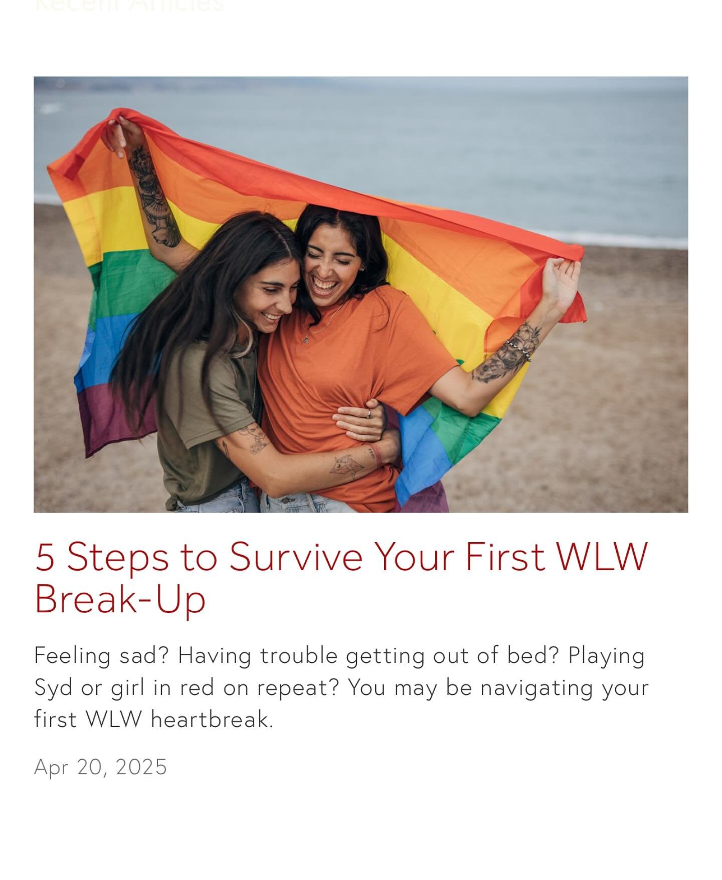 &ldquo;Feeling sad? Having trouble getting out of bed? Playing Syd or girl in red on repeat? You may be navigating your first WLW heartbreak.

Sapphic breakups are notoriously difficult to get through. Maybe that&rsquo;s why the statement, &ldquo;eve