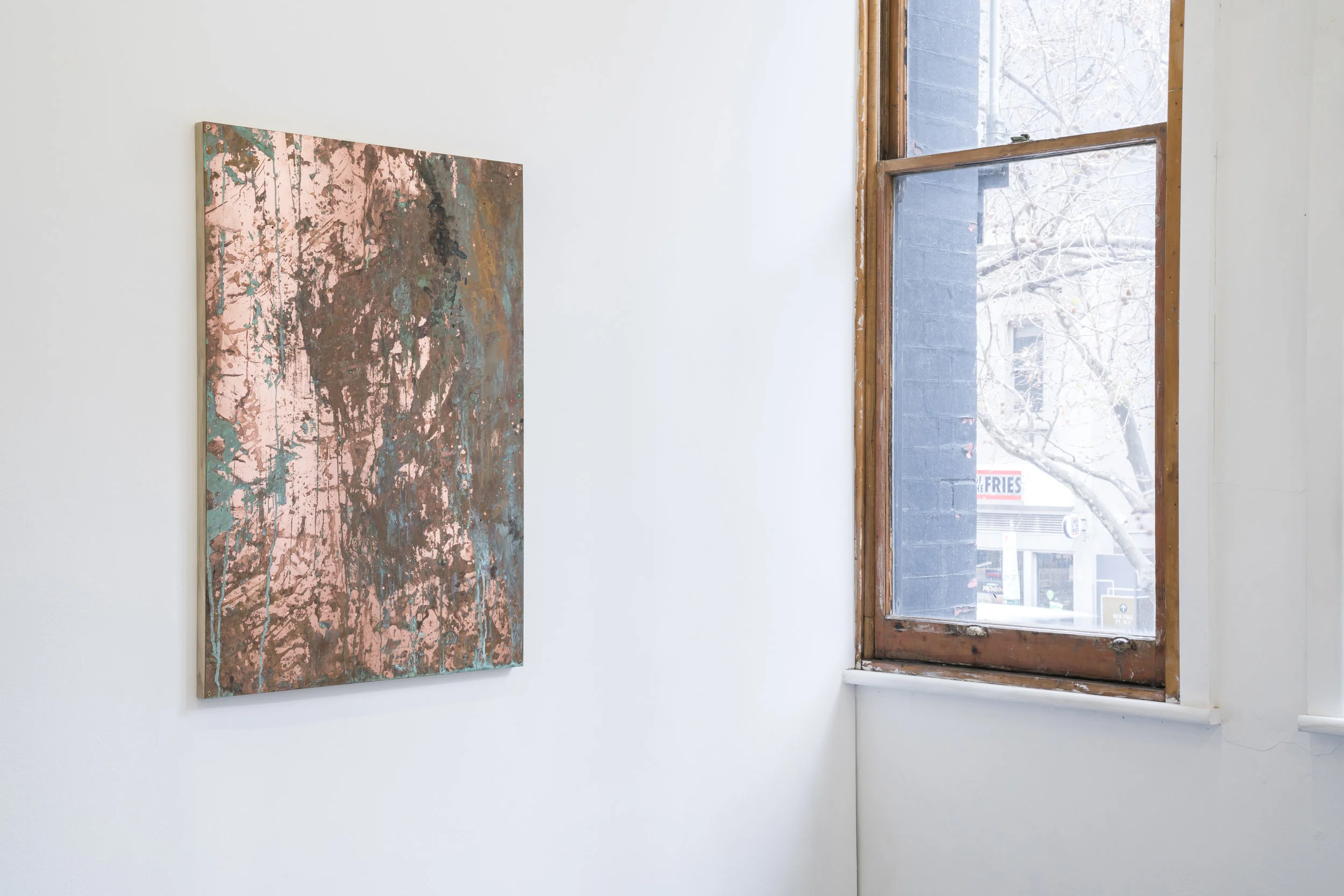  Cyprium (2019)   Patinated copper, timber   110.2 x 80.2cm  Image by Chris Bowes    