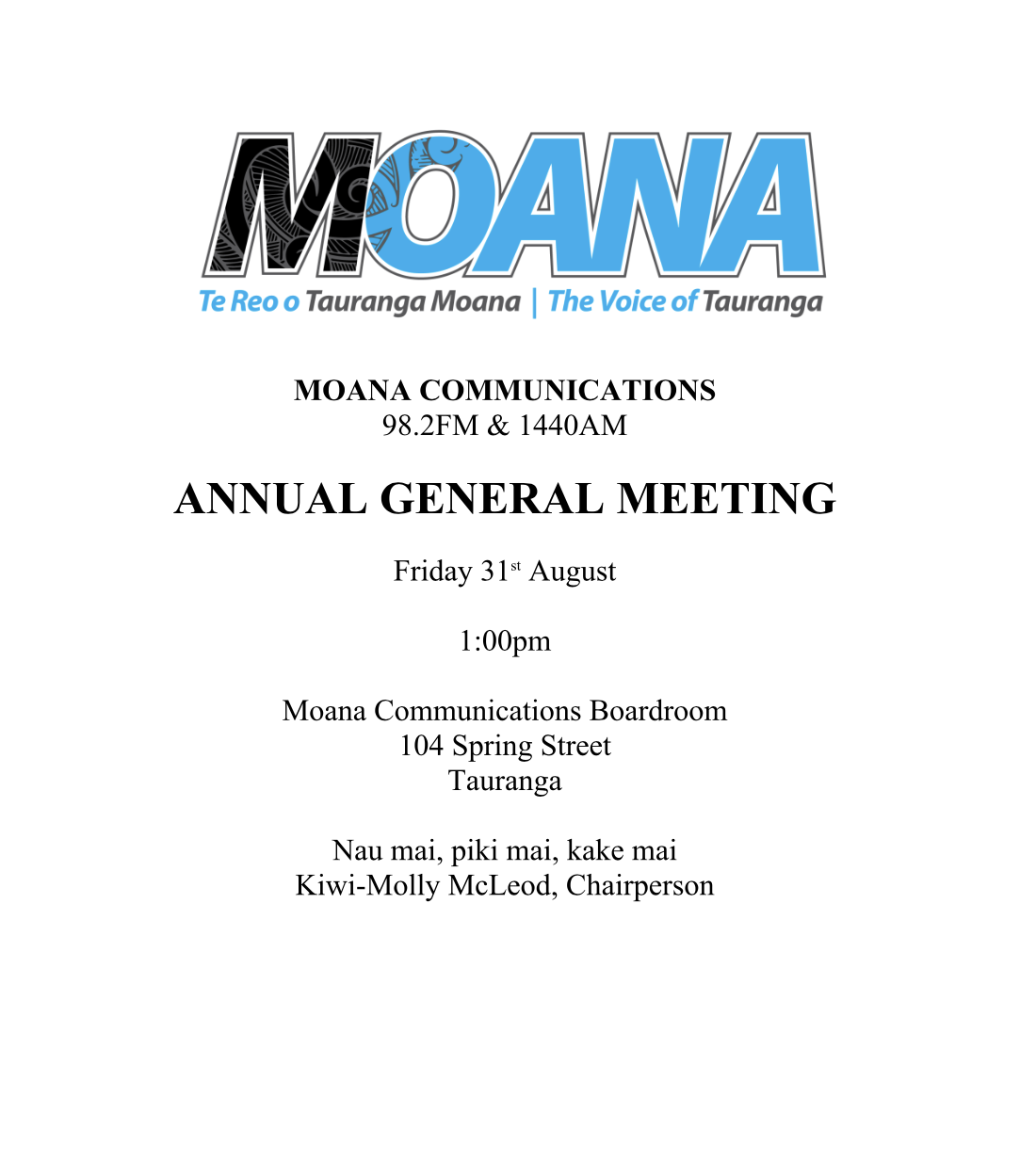Moana Radio AGM