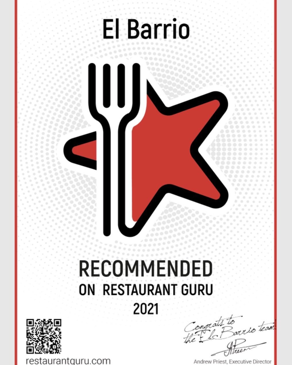 THANK YOU, @restaurantguru_ for this recognition. And thank you to all our phenomenal patrons for making it possible through your comments and ratings, so greatly appreciated. Upwards and onwards 🙏❤️