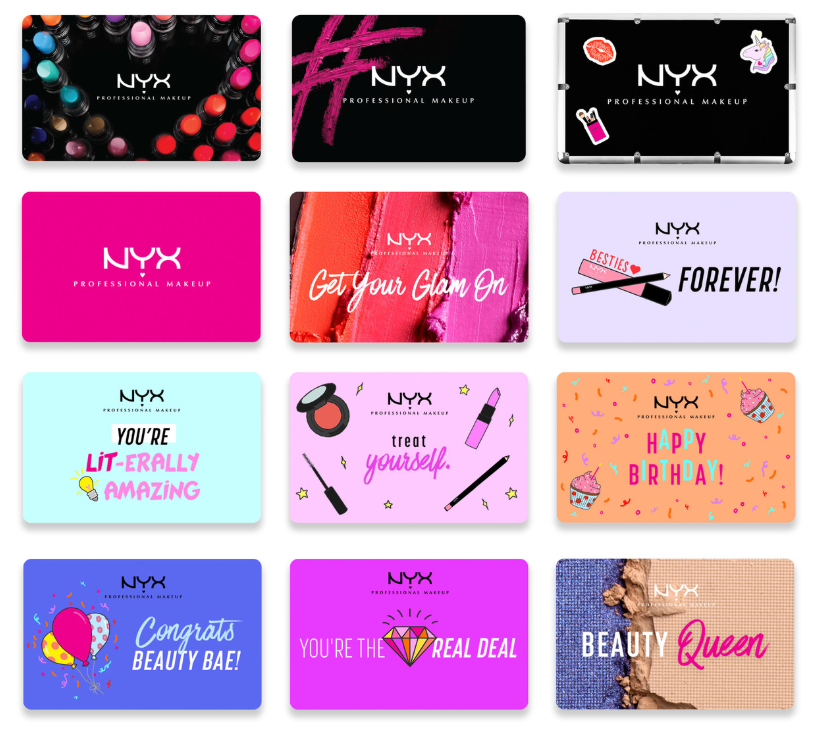  Copy for NYX Professional Makeup gift cards. 