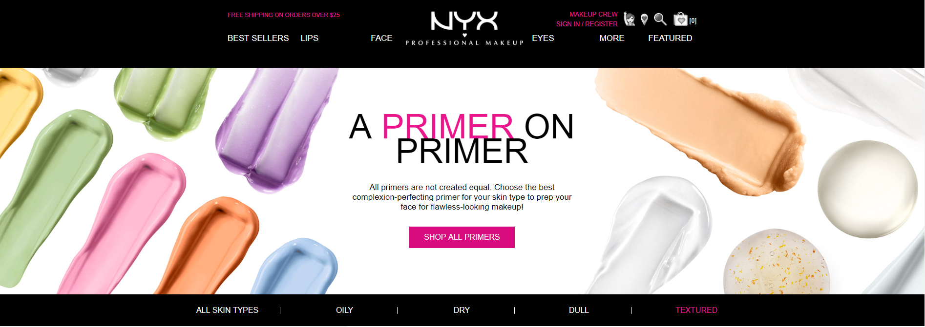  Headline, body copy, and CTAs for NYX Professional Makeup 2018 primer landing page.   https://www.nyxcosmetics.com/face-primer.html  