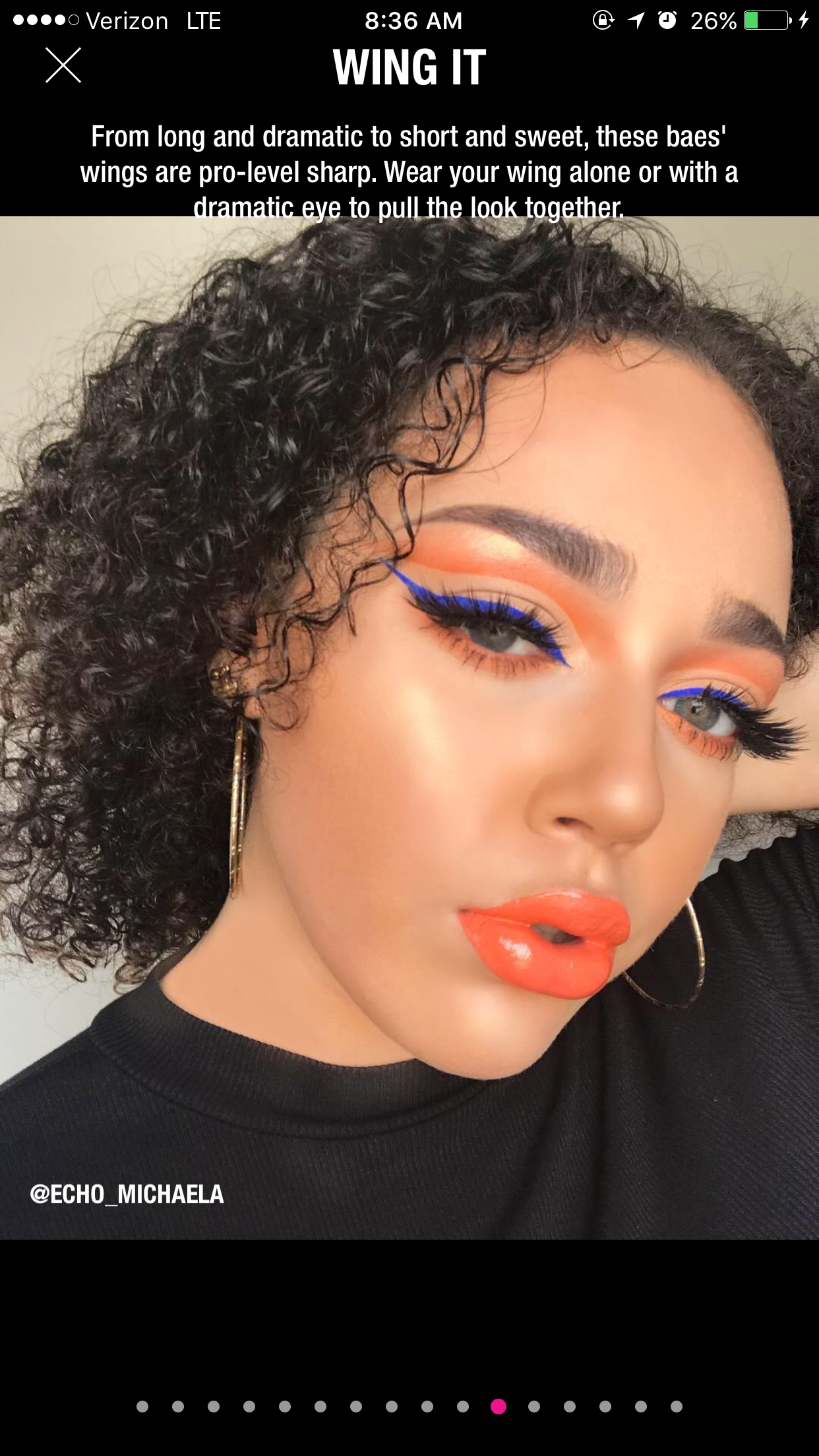  Headline, copy, and concept for trend slideshow on NYX Professional Makeup APP. 