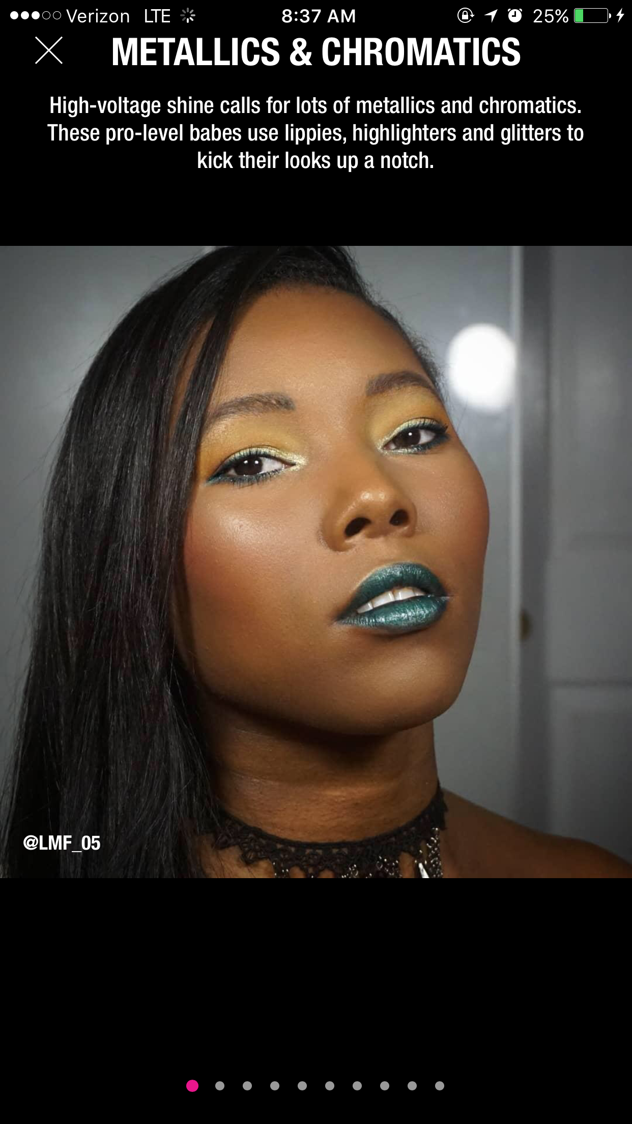  Headline, copy, and concept for trend slideshow on NYX Professional Makeup APP. 