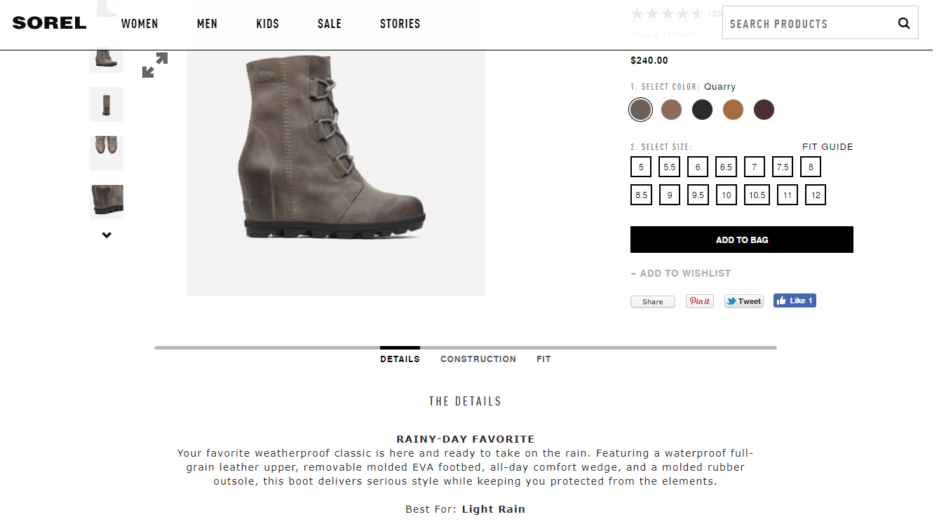  Headline and product copy for SOREL. 