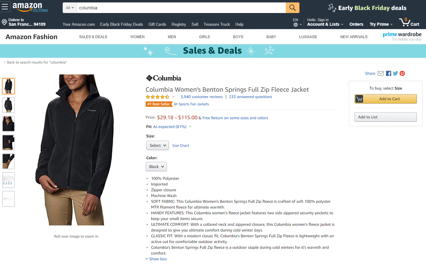  Product copy for Columbia Sportswear on Amazon.com. 