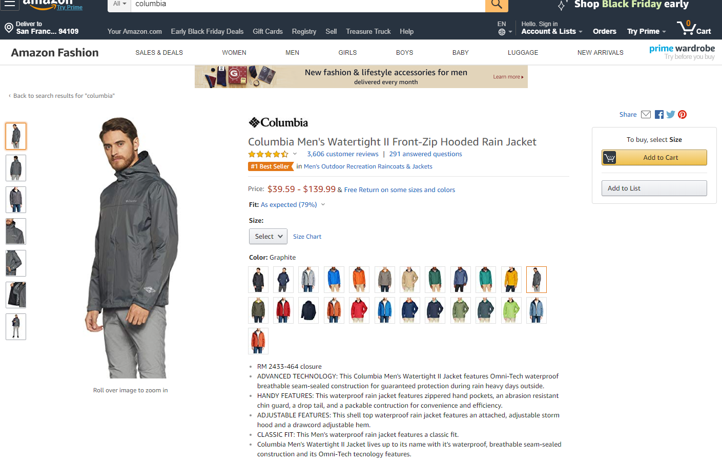  Product copy for Columbia Sportswear on Amazon.com. 