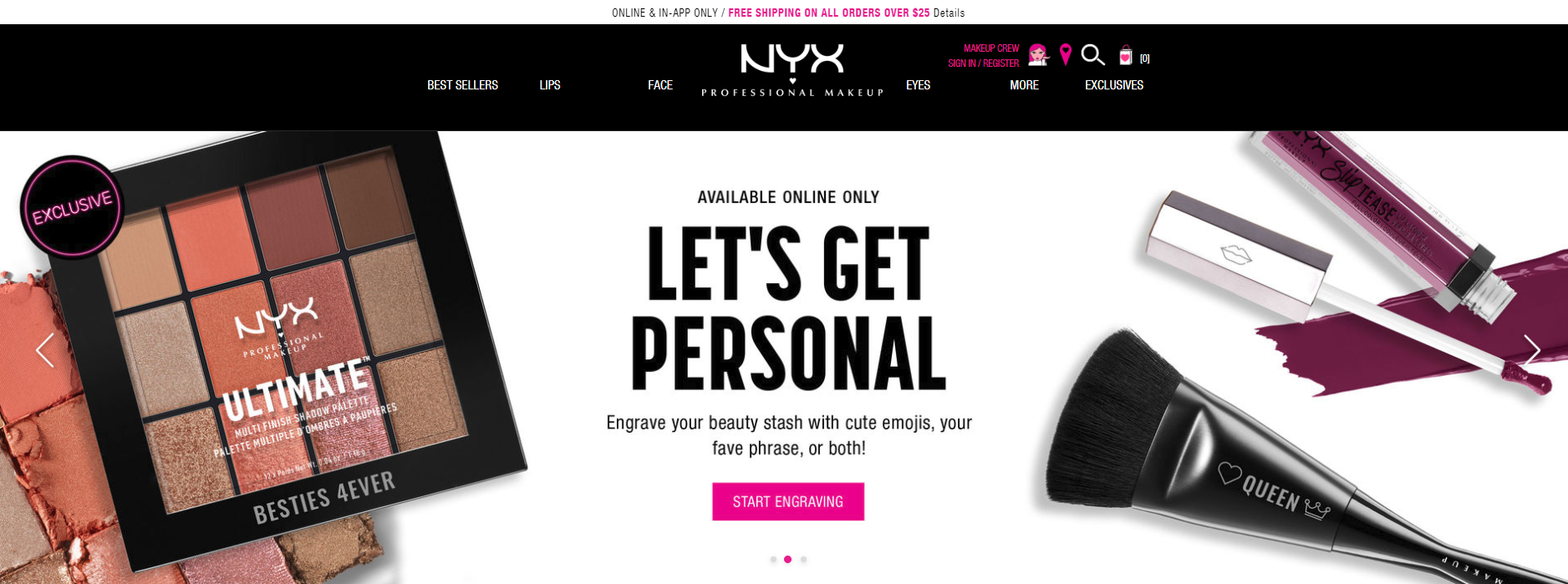  Headline, body copy, and CTA for NYX Professional Makeup hero. 