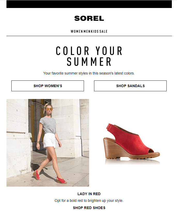  Concept, headline, body copy, and CTAs for SOREL email. 