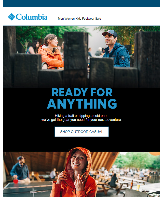  Headline, copy, and CTAs for Columbia Sportswear email. 