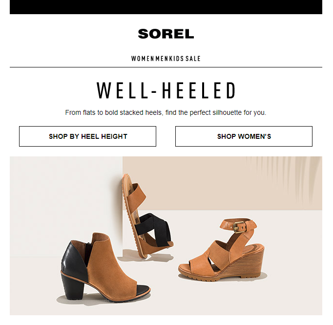  Headline, copy, and CTAs for SOREL email. 