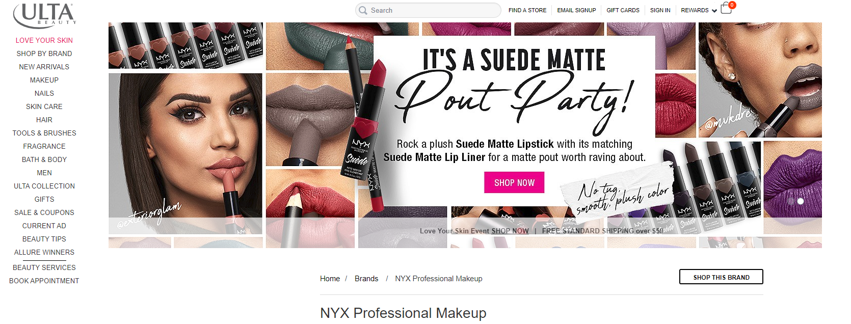  Copy for NYX Professional Makeup Ulta banner. 