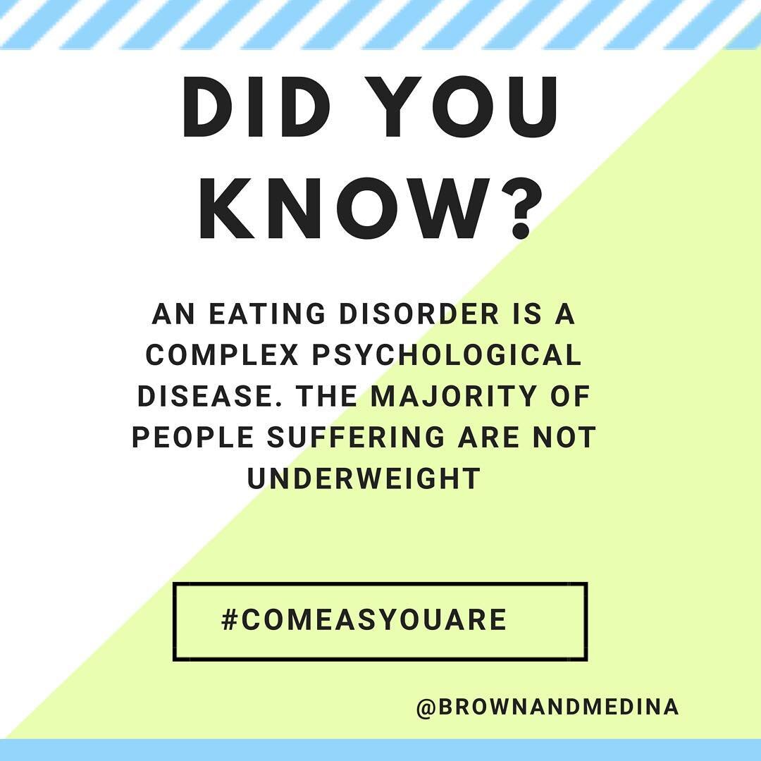 It&rsquo;s #nedawarenessweek ❤️ Did you know that eating disorders can affect all genders, socioeconomic statuses, races, ages and body shapes? Many sufferers are NOT underweight. It is a complex psychological disease, not a choice. If you or someone