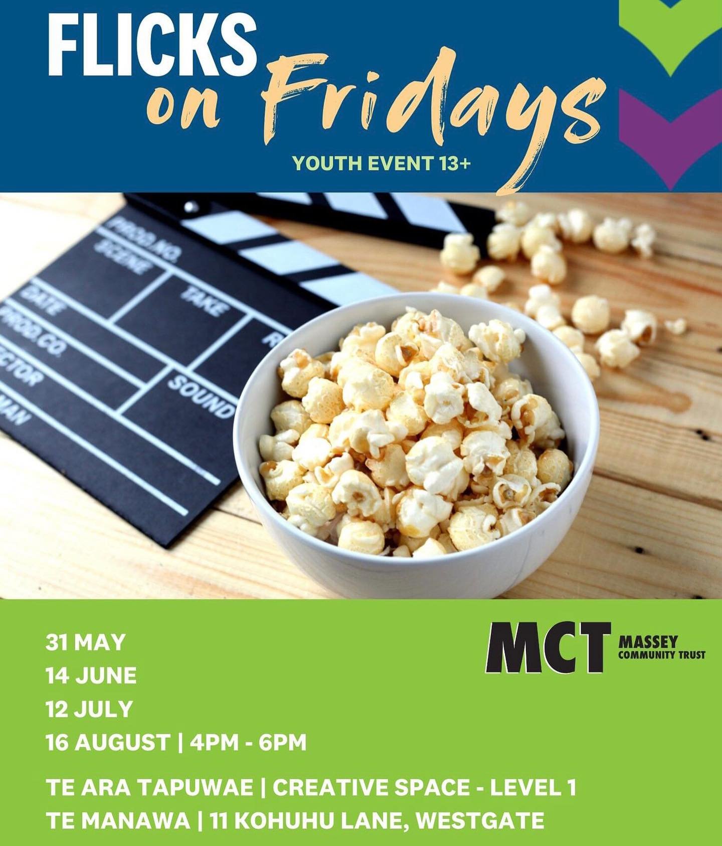 We are excited to announce that we will be running some Movie Nights with the awesome team at @te.manawa.auckland over the next few months!! 🙌

If you are a young person and looking for something fun to do before heading into the weekend, then come 