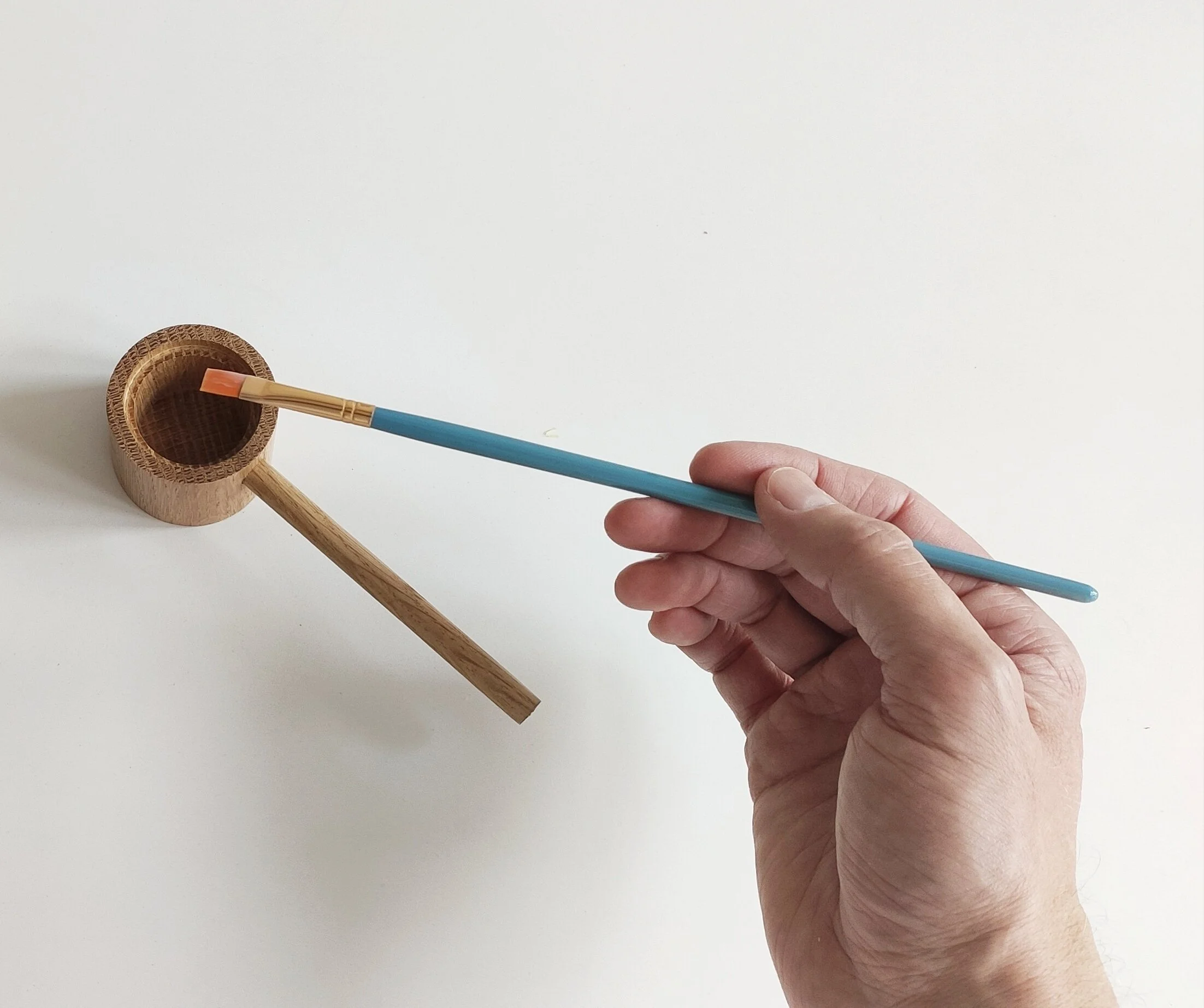 Preparing some DELICATE egg cups in oak for a friend, they need to have a few more layers of super matte laquer.