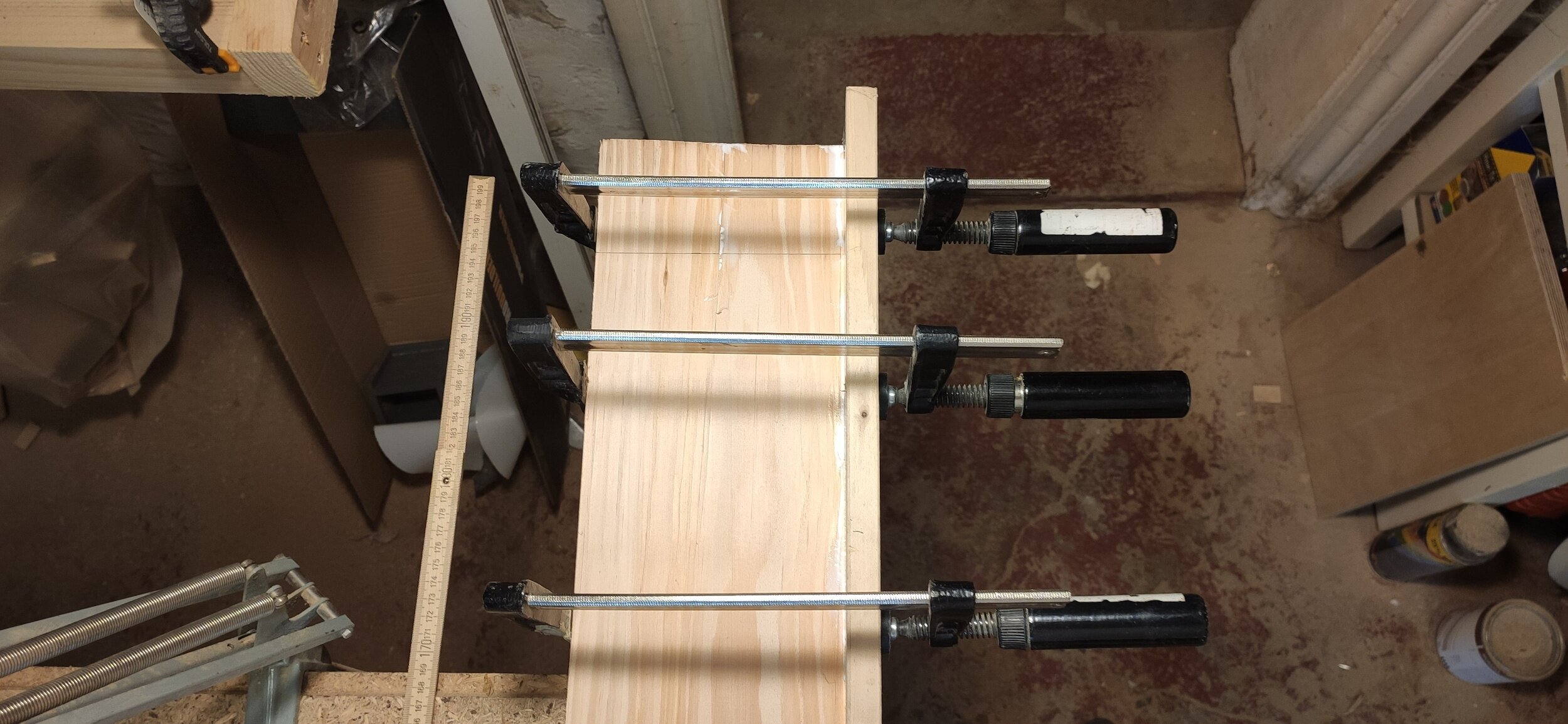 Some planks of the Douglas wood need to be repaired before sanding.