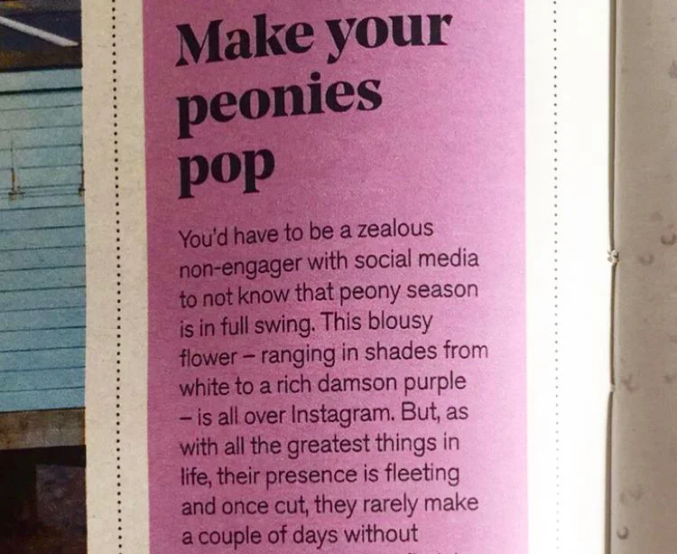 How to make your peonies pop, Stylist magazine, July 2017