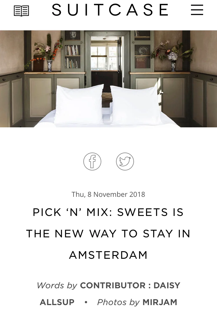 SWEETS Hotel, Amsterdam, Suitcase Magazine November 2018