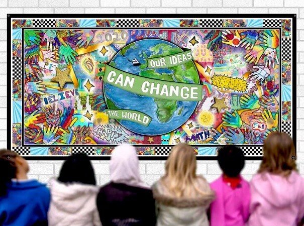 &lsquo;Our ideas can change the world&rsquo; ... A wonderful quote from the children themselves. Part of a playground project with over 100 pupils involved. #schoolart #bethechange #positivity #playgroundart #communalart #loveartforschools #stleonard