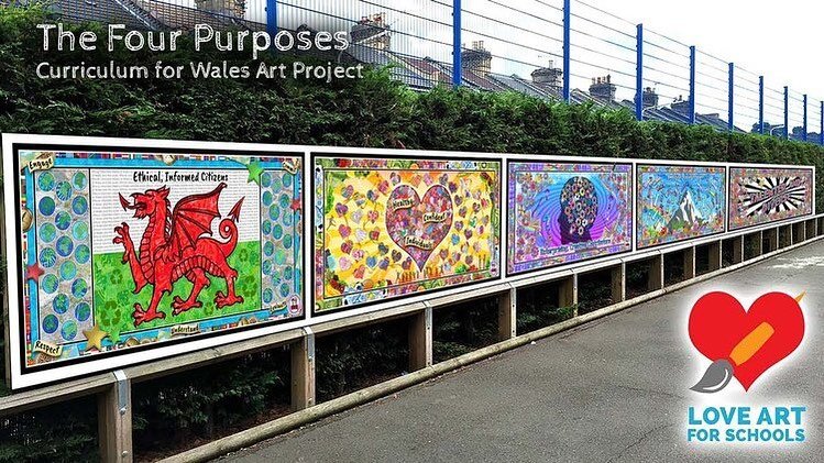 A project we completed with hundreds of pupils in Wales 🏴󠁧󠁢󠁷󠁬󠁳󠁿❤️. 

#thefourpurposes #welshcurriculum2022 #wales #playgroundart  #welshschools #educationalart #artinschools #communalart