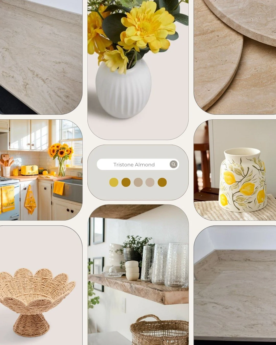 Tristone almond inspiration mood board.

Our materials are ideal for kitchens, bathrooms, and beyond.

Message us for a sample of this colour 📩 

You can find the complete board in the link in our bio! #TristoneCreation

#construction #buildingmater