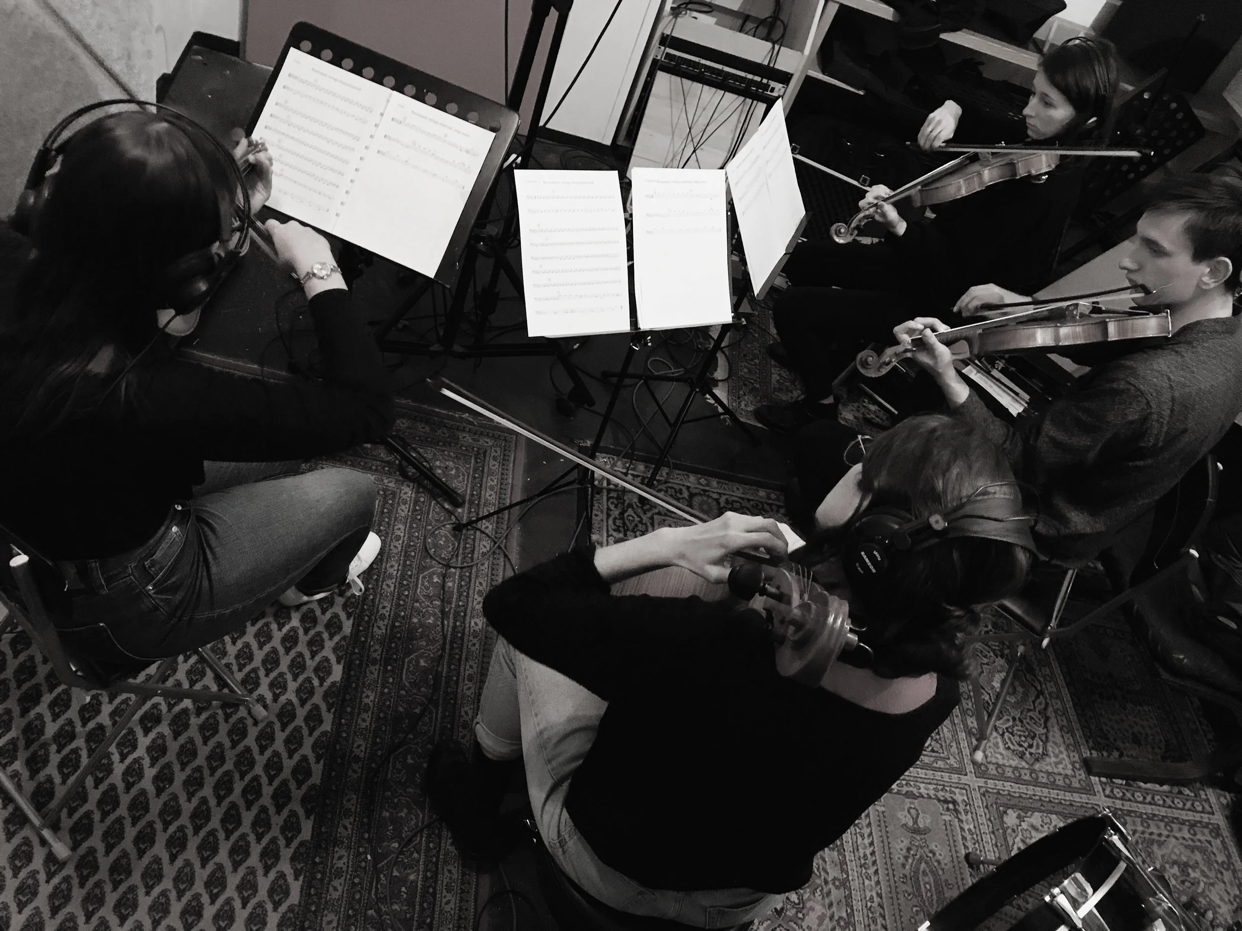 Strings recording at Pentrose recording, Ljubljana - photo by Tjaša Gnezda