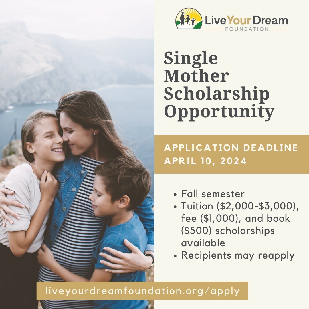 Scholarship Deadline Alert! Don't miss out on the chance to turn your dreams into reality! Our scholarship application for Utah single moms is now open for Fall Semester 2024. Apply by April 10th and let's make those dreams happen together! Share and