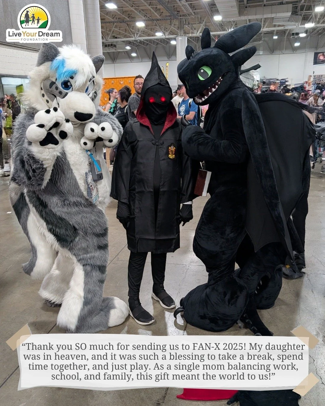 A huge thank you to @bestseatslc for giving our Live Your Dream family the unforgettable experience of attending FanX! From incredible costumes to amazing artwork, our moms and their families created memories they&rsquo;ll never forget.

#ThankYou #F