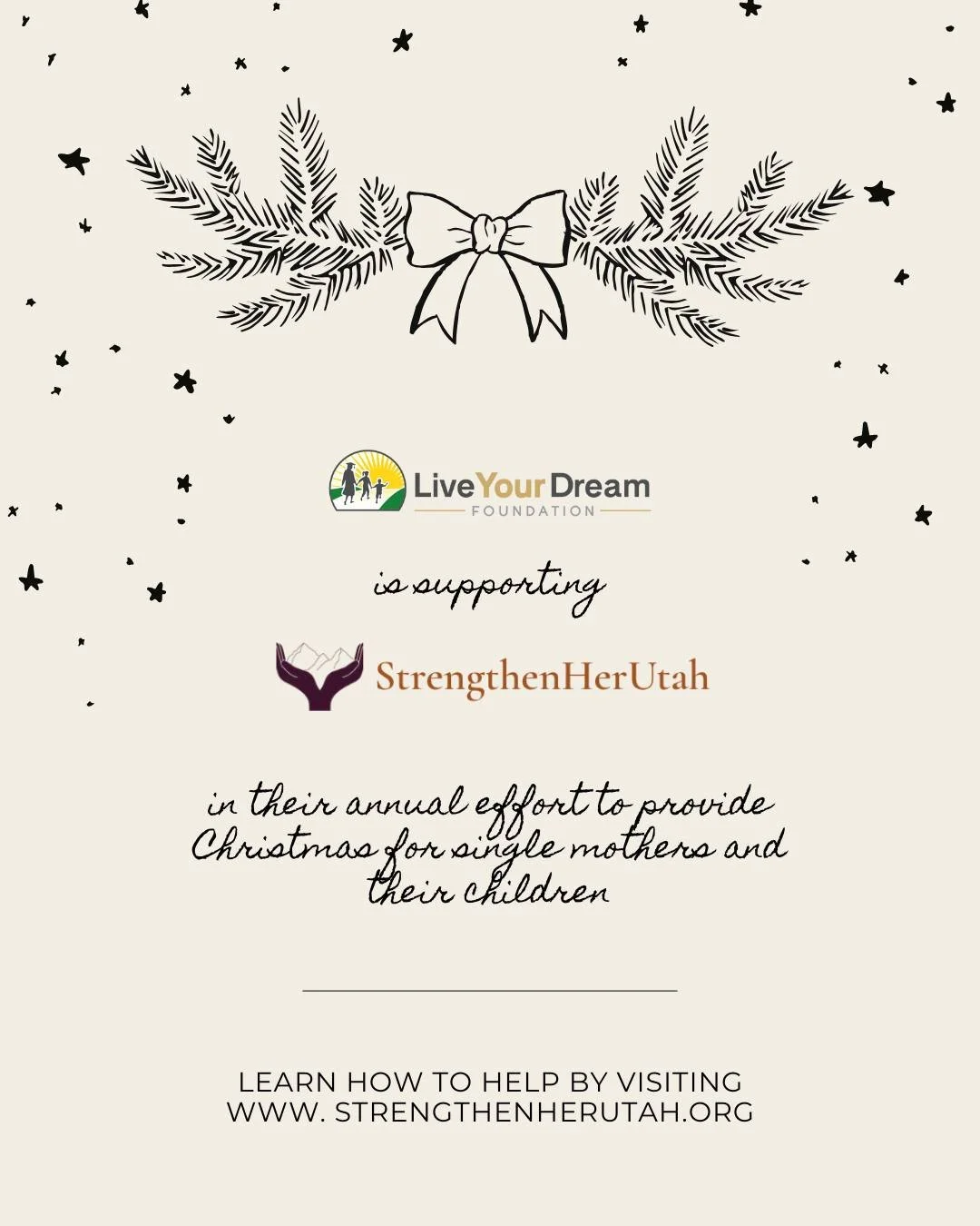 We&rsquo;re so grateful for our friends at @strengthenherutah and all they&rsquo;re doing to support families in need this holiday season. ❤️ 

Live Your Dream is proud to partner with StrengthenHer Utah to help provide Christmas for single mothers a