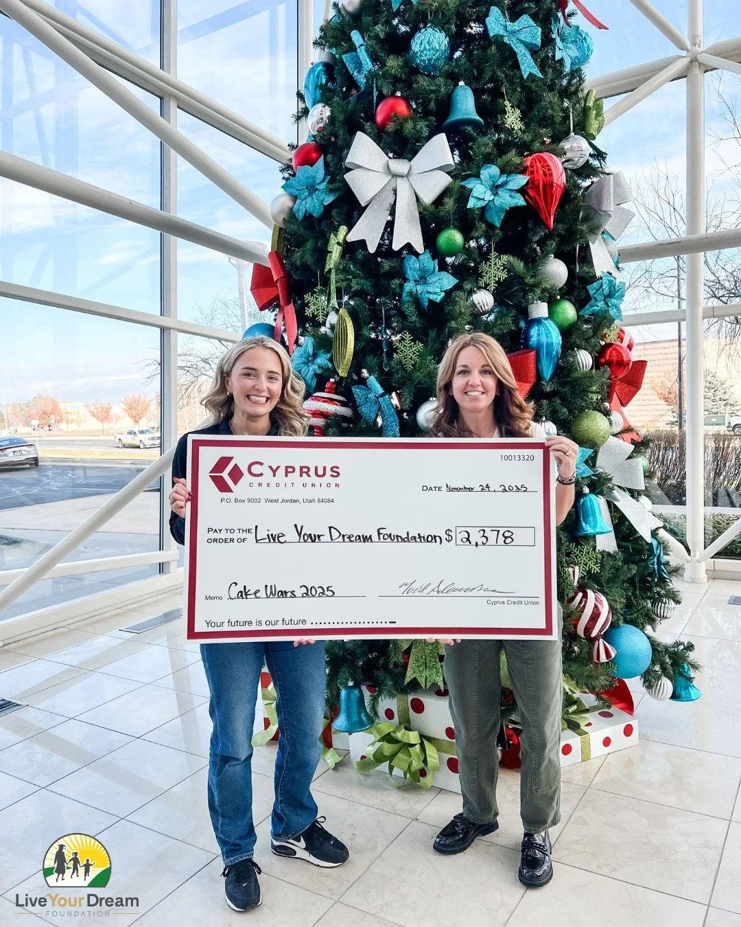 We are so grateful to @cypruscreditunion for choosing the Live Your Dream Foundation as the beneficiary of this year&rsquo;s Cyprus Cake Wars and for their generous donation of $2,378. Katie Bunnell was honored to receive the check on behalf of the s