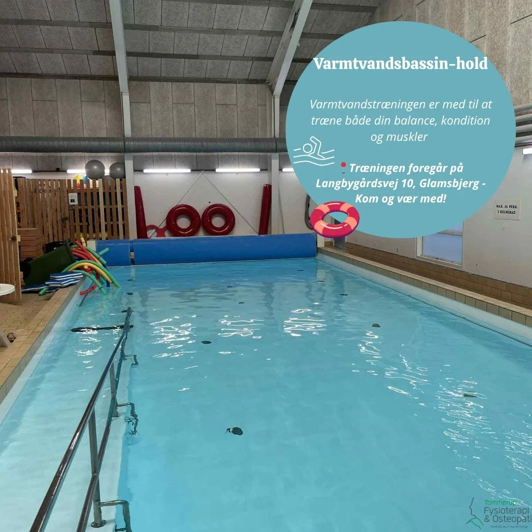 💧 Varmtvandsbassin-hold &ndash; sk&aring;nsom motion med stor effekt 💧

Vidste du, at tr&aelig;ning i varmt vand kan mindske smerter og forbedre b&aring;de balance, bev&aelig;gelighed og gangfunktion? Varmen virker smertelindrende, og vandets opdri