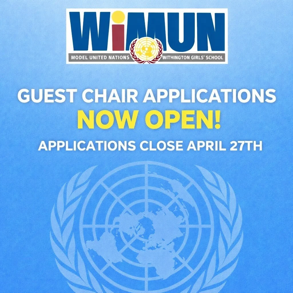 Our guest chair applications are open!

The application form can be found in our bio or on the WiMUN website home page

The deadline for applications will be 27th April at 23:59 so if you want to apply make sure to do so before then