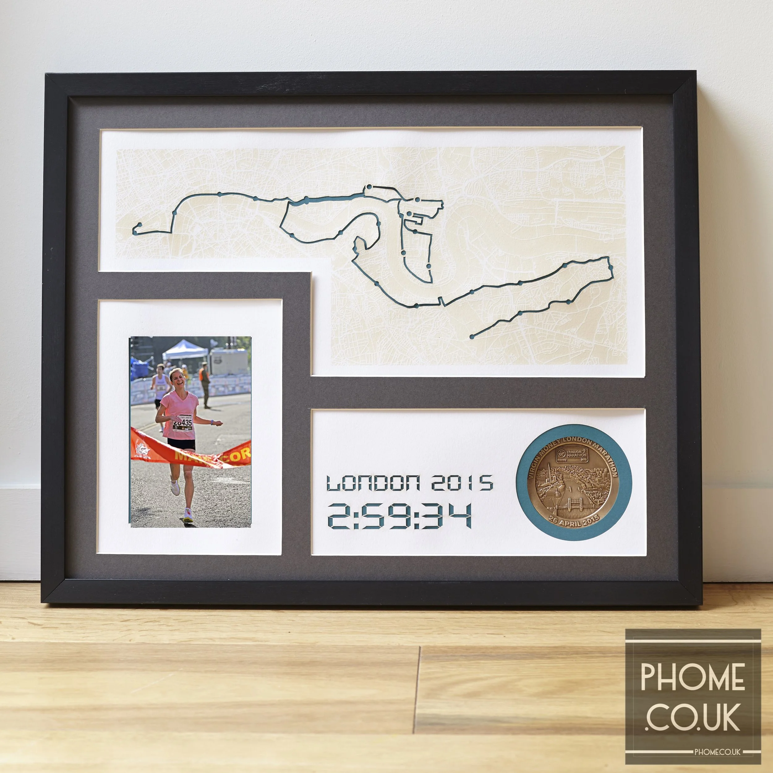 London Marathon medal and photo frame