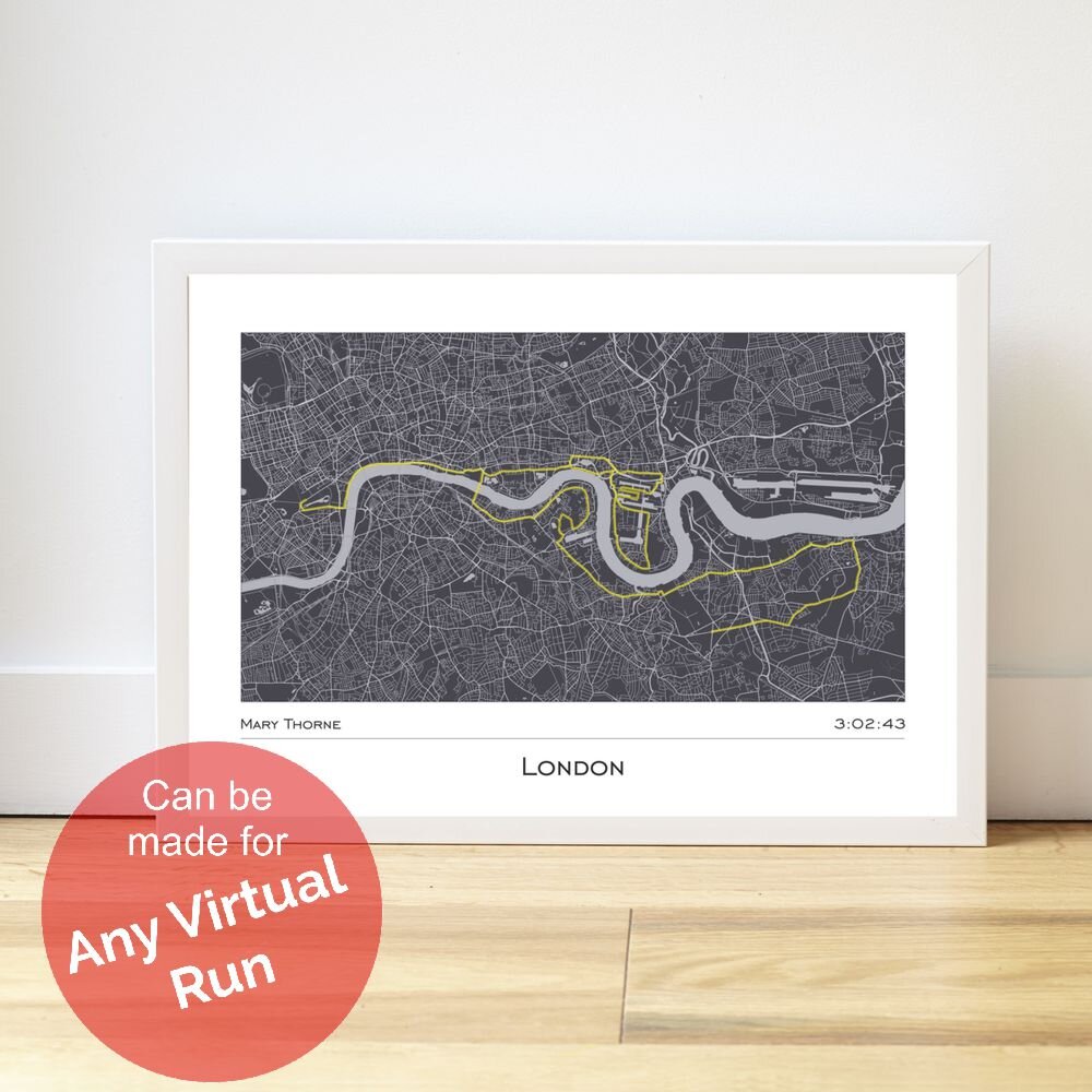 2021 London Marathon PERSONALISED Running Marathon Poster Map Print
