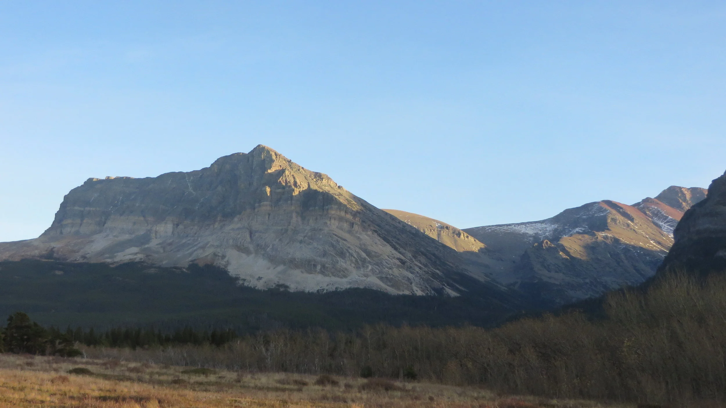 Leaving the Many Glacier Valley and looking back on Mt. Wynn to the south