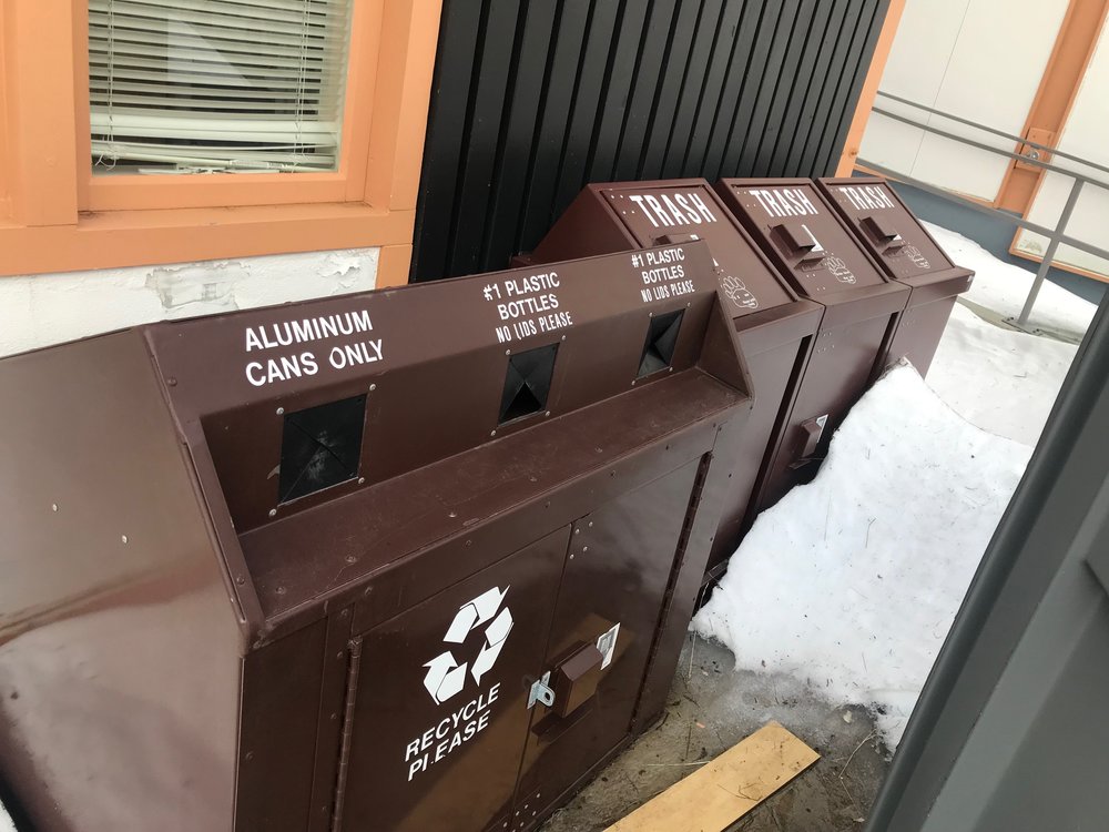  The trash and recycling were all nearly empty, so we left them as they were. 