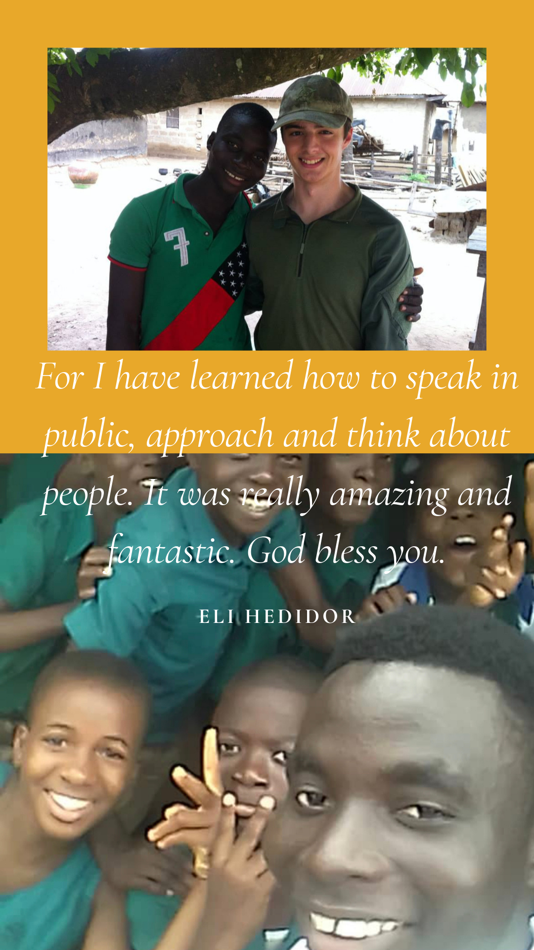Eli volunteering in 2014 & and CIH Intern in 2019.