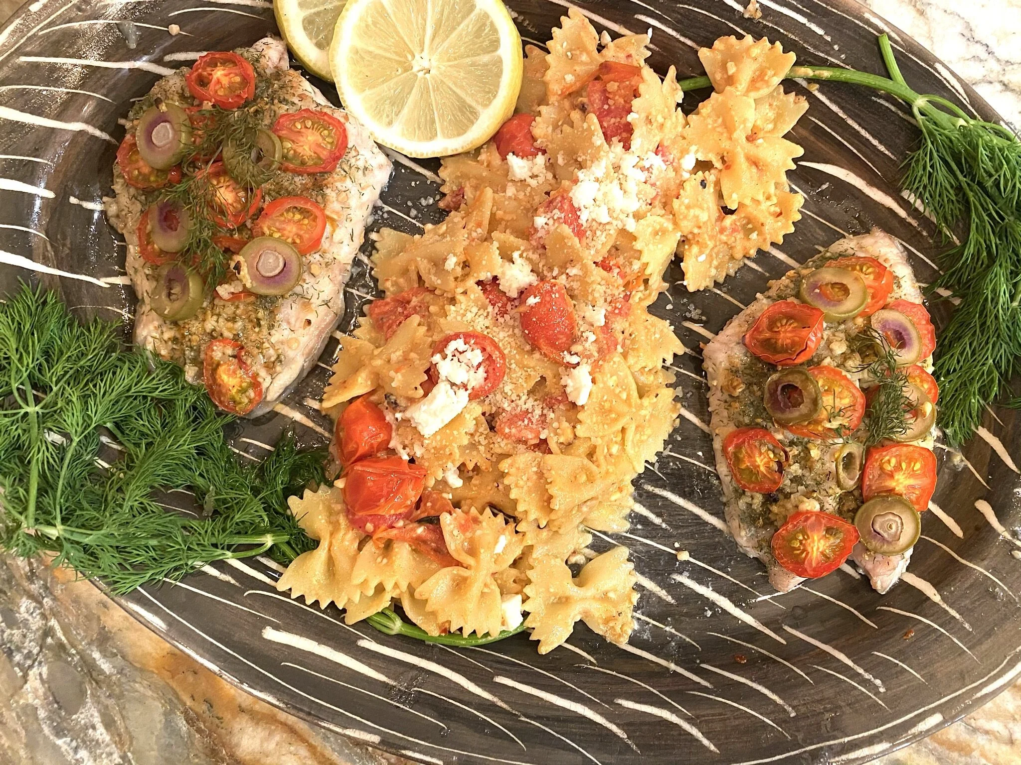 Mediterranean-Style Grouper &amp; TikTok Feta Pasta