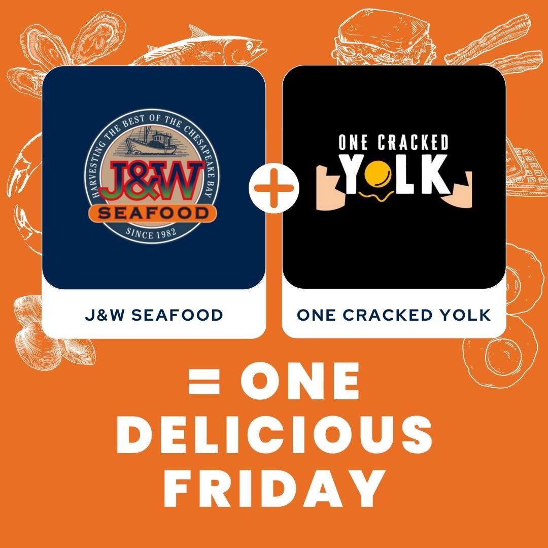 This Friday! We will have One Cracked Yolk joining us at J&amp;W Seafood!

They will be here from 7AM to 11AM, so come fill up with a yummy breakfast and stock up on fresh seafood for the weekend!