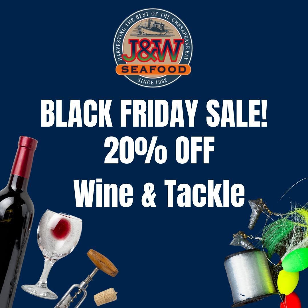 We're having a Black Friday Sale on Wine &amp; Tackle this Friday (11/25)!

20% Off All Wine &amp; Tackle (Excluding Penn)

We know there are a lot of wine lovers &amp; fishing fans out there! Tag one of each below! (unless it will give away their Ch